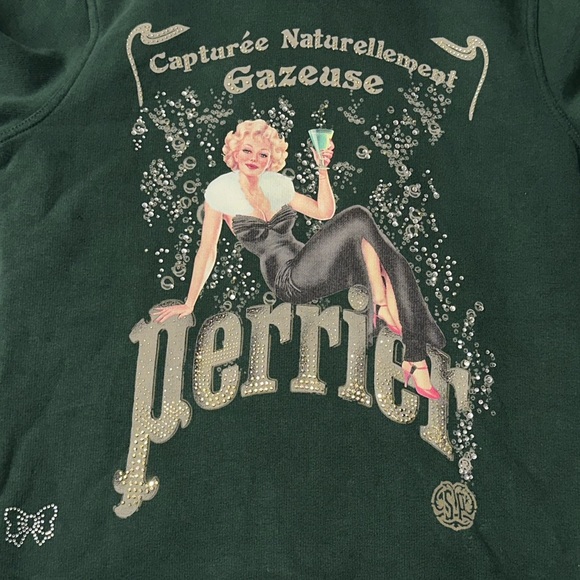 PERRIER water women's vintage style rhinestone graphic sweater by fixed design - Picture 4 of 8